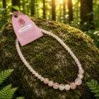 Collar de Cuarzo Rosa Natural 6 mm 59 cm con Cierre de Acero