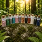 Colección de 40 botes de chips de piedras naturales surtidas con caja expositora