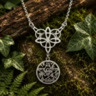 Collar de Acero Doble Protección Nudo de Bruja y Tetragramatón con cadena 42 + 5 cm