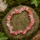 Pulsera Piedra Natural Chips Cuarzo Cerezo