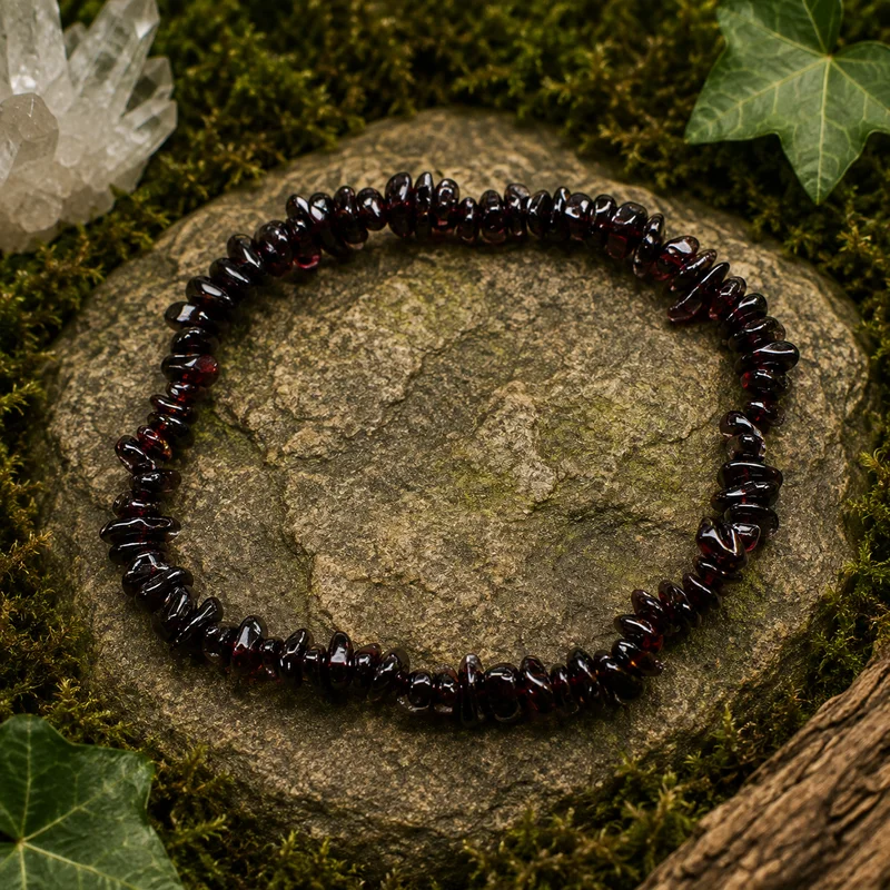 Pulsera Piedra Natural Chips Granate