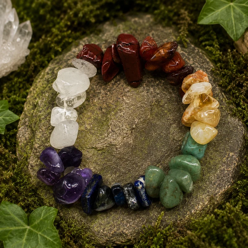Pulsera Chips Piedra Natural Grande 7 Chakras