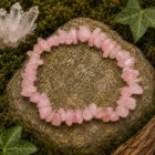 Pulsera Piedra Natural Chips Cuarzo Rosa
