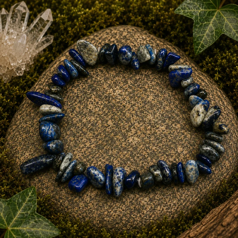 Pulsera Piedra Natural Chips Lapislázuli