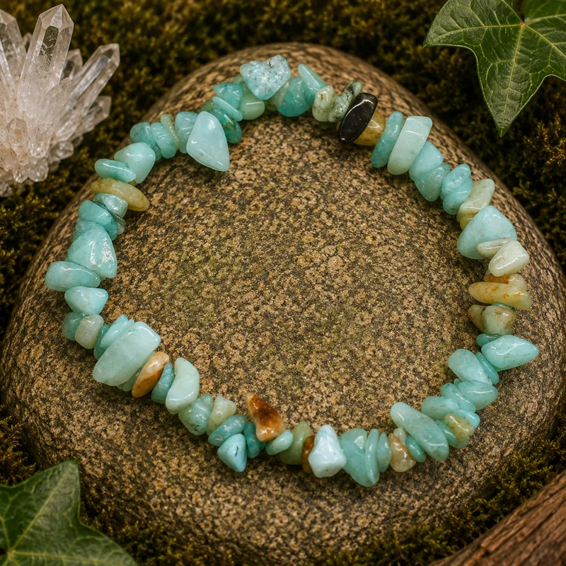 Pulsera Piedra Natural Chips Amazonita