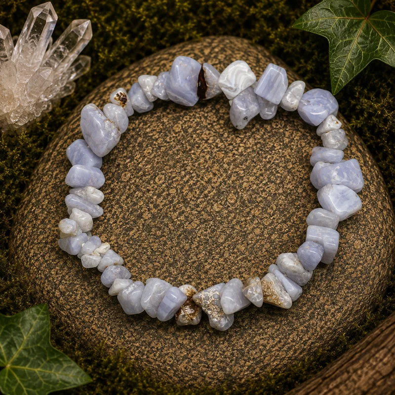 Pulsera Chips Calcedonia de piedra natural
