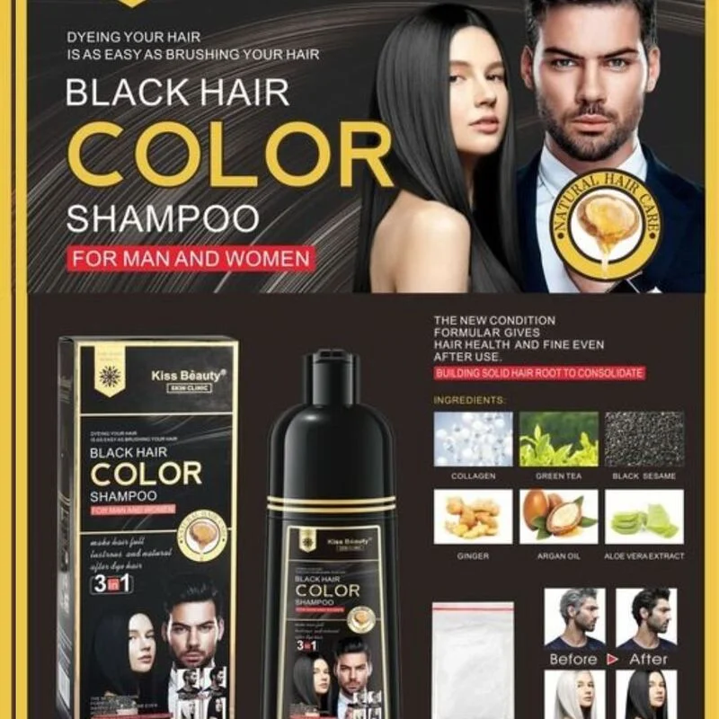 Champú Mágico Disaar para teñir el cabello rápido. 3 en 1. CABELLOS NEGROS U OSCUROS.100% COBERTURA.