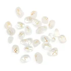 JUEGO DE 24 RUNAS Vikingas En Cuarzo Blanco 1.5 Cms Aprox