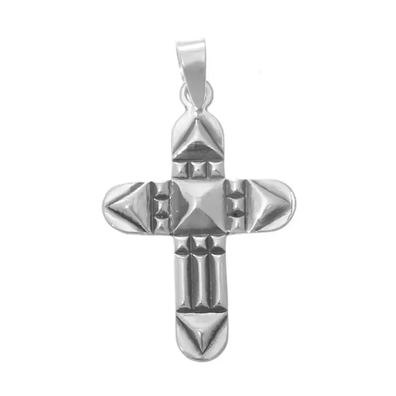 COLGANTE DE PLATA DE LEY DE 24 X 15 MM EN FORMA DE CRUZ DE ATLANTE (DOBLE CARA)
