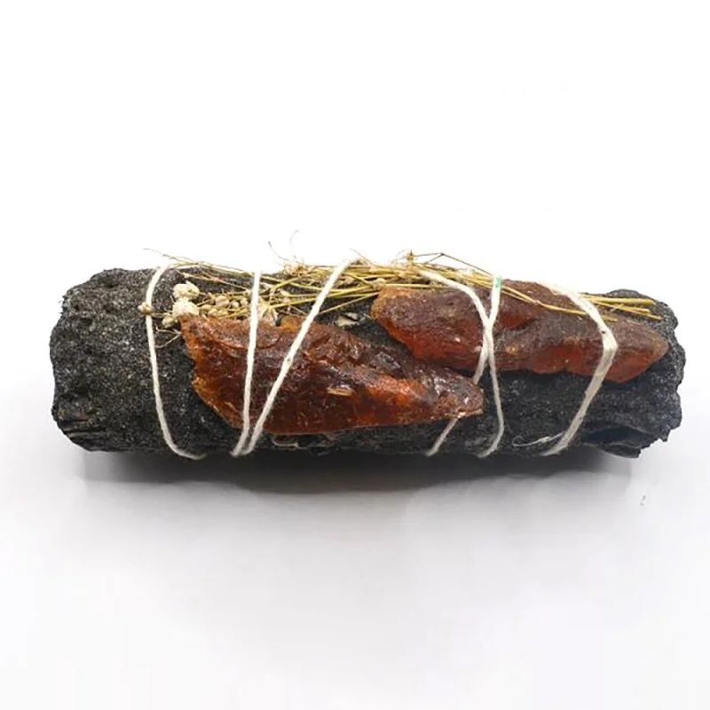 RITUAL SAHUMERIO ATADITO Salvia blanca, rebozado copal negro y ámbar 10 cm atado