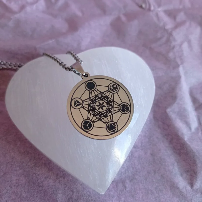 COLLAR DE ACERO CADENA DE 44 + 6 CM CON COLGANTE DE METATRON DE 30 MM