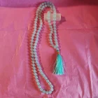 COLLAR JAPA MALA NUDADO DE 95 CM CON 108 CUENTAS DE OPALINA EN 8 MM Y BORLA DE 7 CM