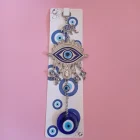 AMULETO PROTECCIÓN DE METAL & VIDRIO DE OJO TURCO CON ELEFANTES 25 X 8 CM