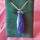 COLLAR DE ACERO INOXIDABLE DE 42 + 5 CM CON LÁGRIMA FACETADA DE 40 X 12 MM EN PIEDRA DE LAPISLÁZULI
