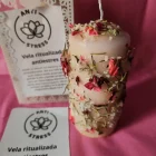 VELÓN UNGIDO Y RITUALIZADO ANTIESTRÉS CON ORACIÓN Y PIEDRA NATURAL DE REGALO.