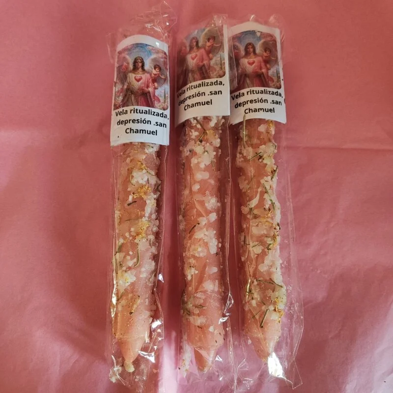 VELA MÁGICA ARCÁNGEL SAN CHAMUEL. UNGIDA Y RITUALIZADA. Para la depresión