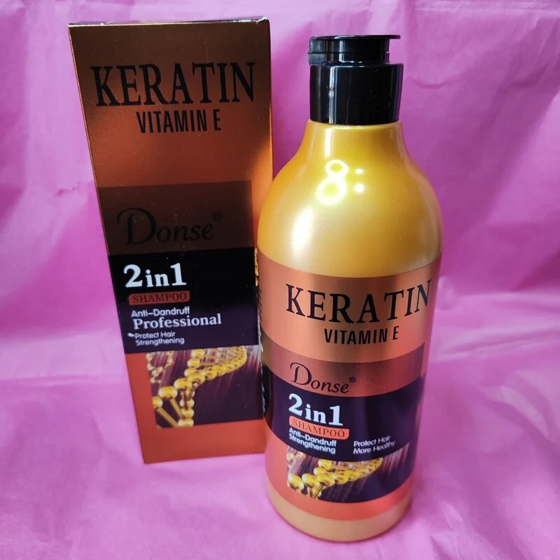 Champú 2 en 1 de keratina y vitamina E, ANTICASPA, PROTECTOR CAPILAR Y FORTALECIMIENTO. DONSE. 520ML