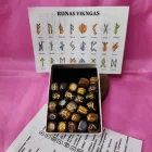 JUEGO DE 24 RUNAS VIKINGAS EN PIEDRA NATURAL DE OJO DE TIGRE