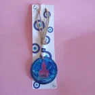 AMULETO PROTECCIÓN DE CUERDA Y ÁRBOL DE LA VIDA EN VIDRIO CON OJO TURCO 23 X 8 CM