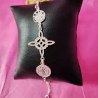 PULSERA PLATA 17,5 CM CON DIJES TRIPLE PROTECCIÓN (TETRAGRAMMATON, SAN BENITO & NUDO DE BRUJA)