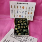 JUEGO DE 24 RUNAS VIKINGAS EN PIEDRA NATURAL DE JADE VERDE