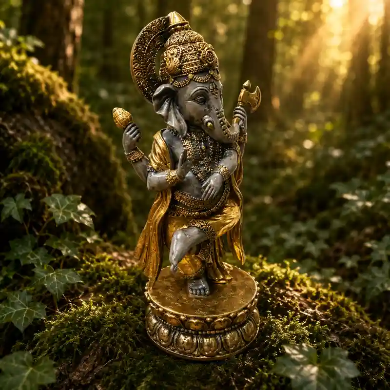 Figura Ganesha de resina 32 cm negro y oro 1