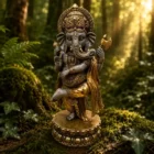 Figura Ganesha de resina 32 cm negro y oro