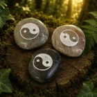 Piedra ovalada canto rodado con símbolo Yin Yang 5 cm