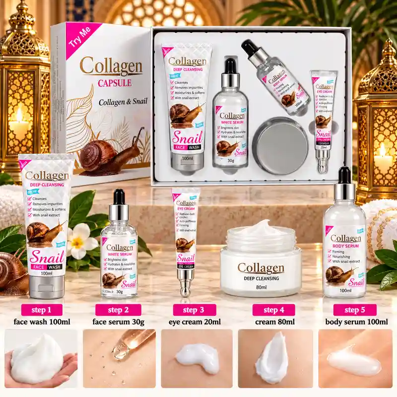 Pack Collagen Baba de Caracol rutina facial y corporal 5 productos