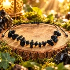 Pulsera Turmalina Negra chips con bolas de acero