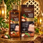Champú de argán Derhum Professional reparador en botella ámbar con caja marrón y dorada