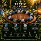 : Pulsera El Velo de la Verdad de Brisagiraluna con ojo de halcón, labradorita, ágata seda y obsidiana negra.