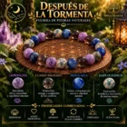 Pulsera Después de la Tormenta con lepidolita, cuarzo ahumado, ágata azul y jaspe oceánico