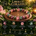 Pulsera Libera tu Corazón con rodonita, unakita, cuarzo cerezo y ágata musgosa