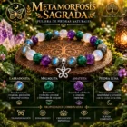 Pulsera Metamorfosis Sagrada de Labradorita, Malaquita, Amatista y Piedra Luna con mariposa