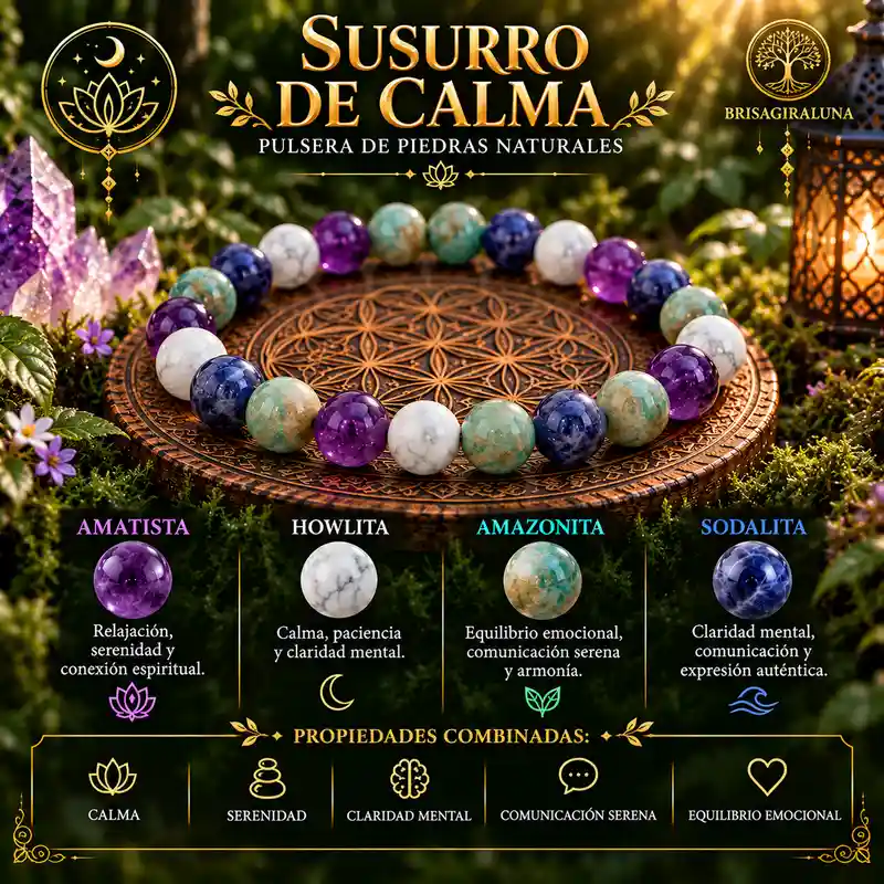 Pulsera Susurro de Calma con amatista, howlita, amazonita y sodalita